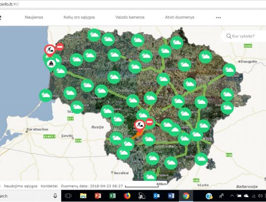 Portalas www.eismoinfo.lt informuoja apie kelius, kuriuose ribojamas eismas