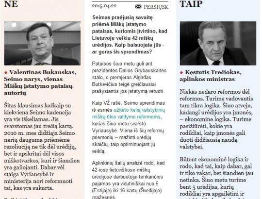 Debatai dėl urėdijų centralizacijos: parlamentaro V.Bukausko ir aplinkos ministro K.Trečioko pozicijos